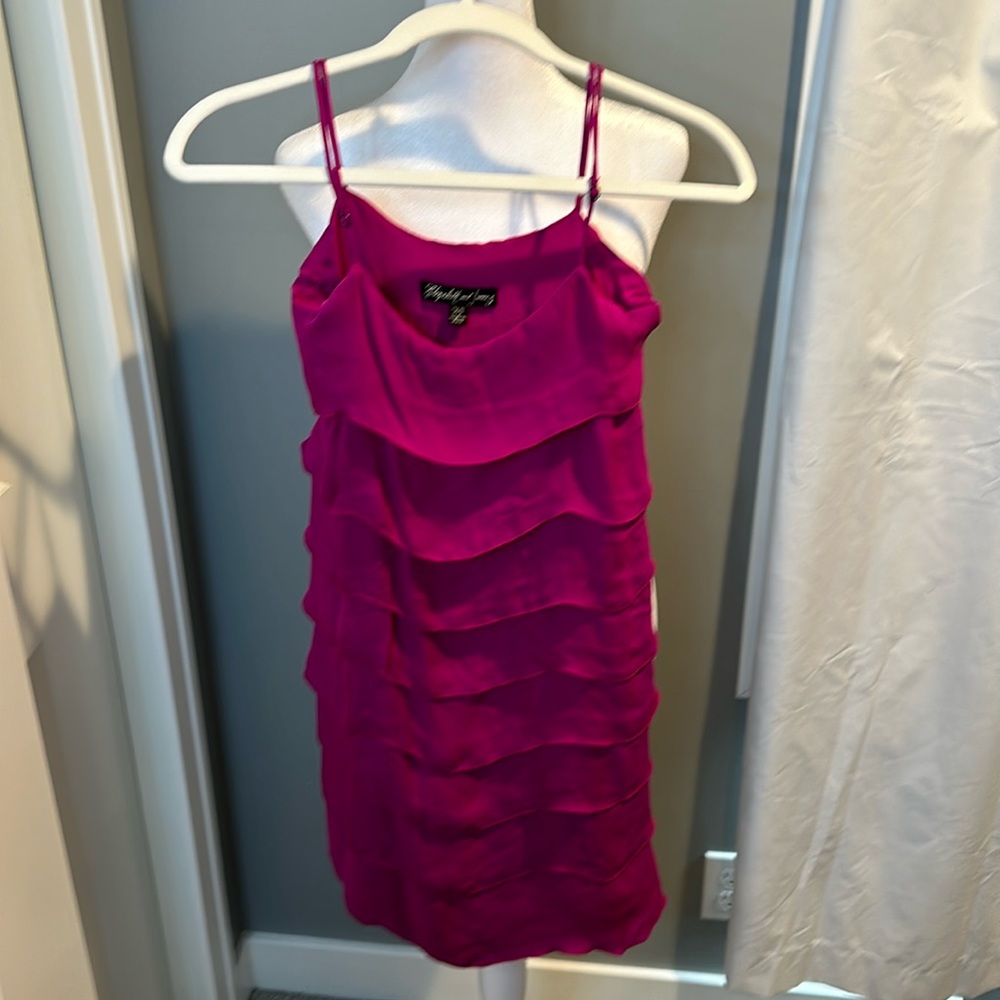 Elizabeth and James Fuchsia Tiered Slip Dress Size XS
